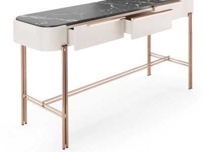 Designer console with marble top and steel base - GUADUA
