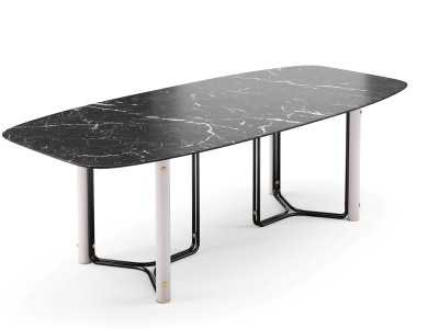Mesa de comedor con tapa de mármol y estructura en acero - GUADUA