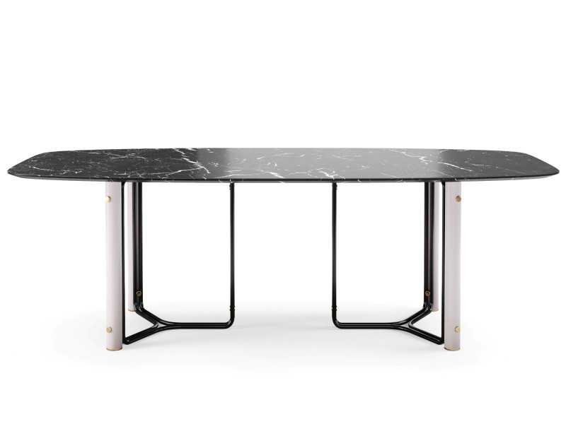 Mesa de comedor con tapa de mármol y estructura en acero - GUADUA