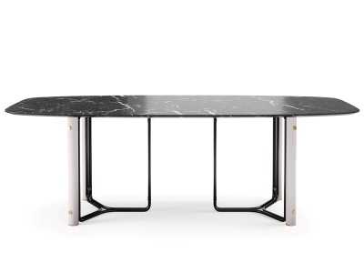 Table à manger avec plateau en marbre et structure en acier - GUADUA