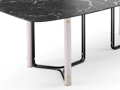 Table à manger avec plateau en marbre et structure en acier - GUADUA