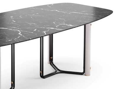 Table à manger avec plateau en marbre et structure en acier - GUADUA
