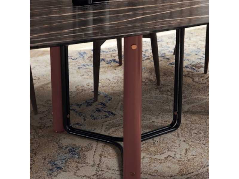 Table à manger avec plateau en marbre et structure en acier - GUADUA
