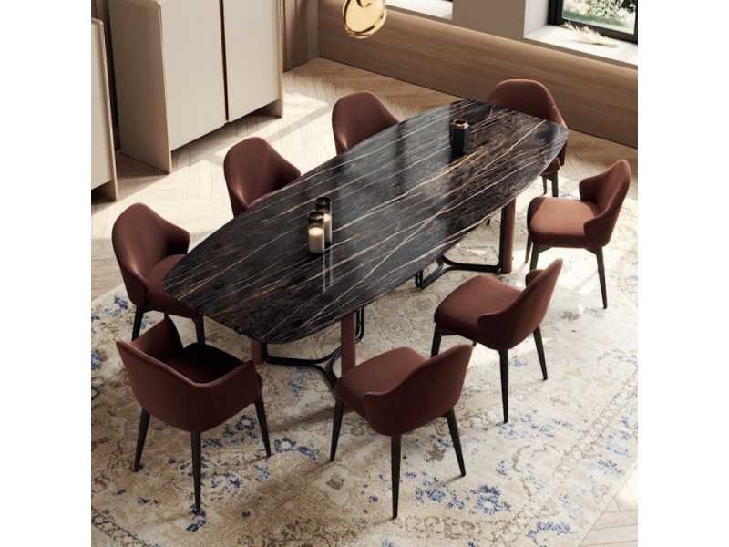 Table à manger avec plateau en marbre et structure en acier - GUADUA