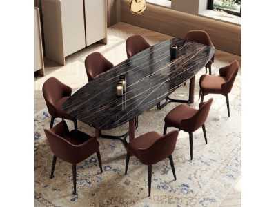 Table à manger avec plateau en marbre et structure en acier - GUADUA