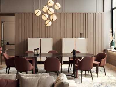 Mesa de comedor con tapa de mármol y estructura en acero - GUADUA