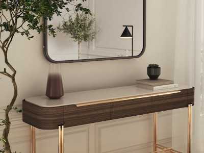 Designer console with marble top and steel base - GUADUA