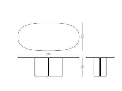 Mesa de comedor ovalada de diseño - YIBUTI