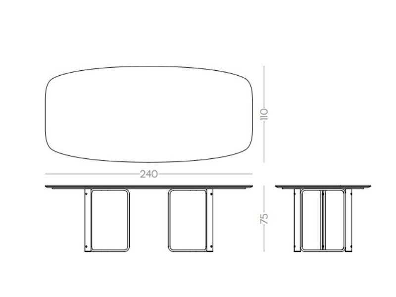 Table à manger avec plateau en marbre et structure en acier - GUADUA