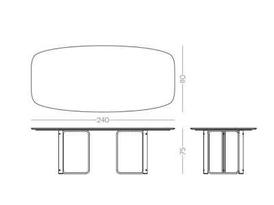 Table à manger avec plateau en marbre et structure en acier - GUADUA