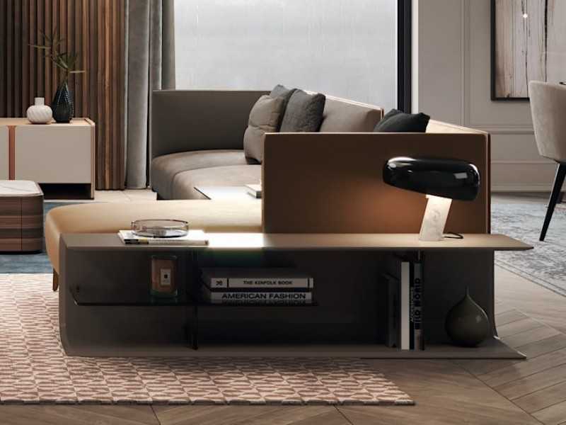 Low console behind sofa in lacquered wood - DUAA