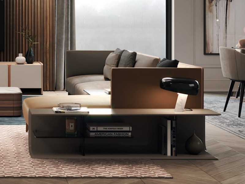 Low console behind sofa in lacquered wood - DUAA
