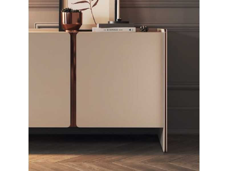 Designer sideboard with marble top and steel details - YIBUTI