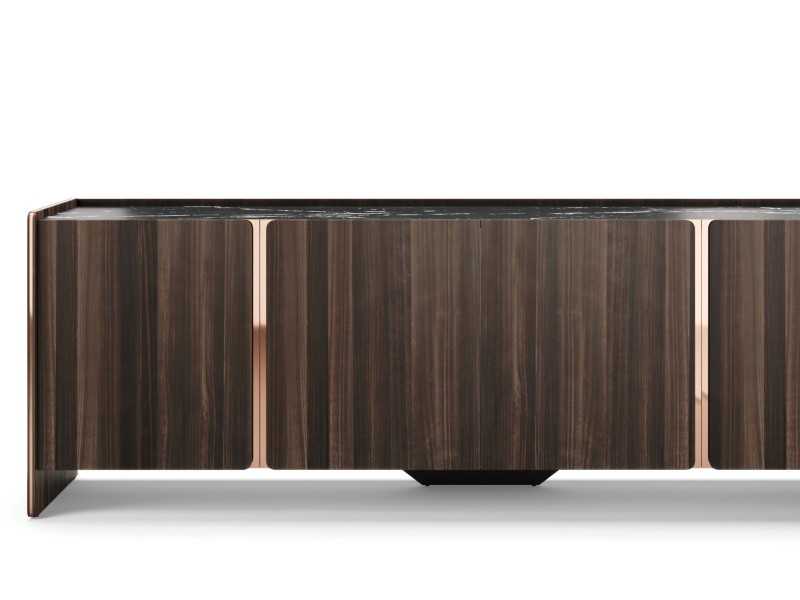 Designer sideboard with marble top and steel details - YIBUTI
