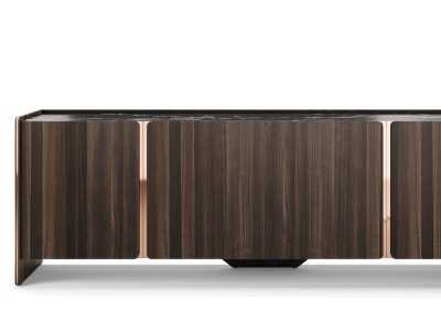 Designer sideboard with marble top and steel details - YIBUTI