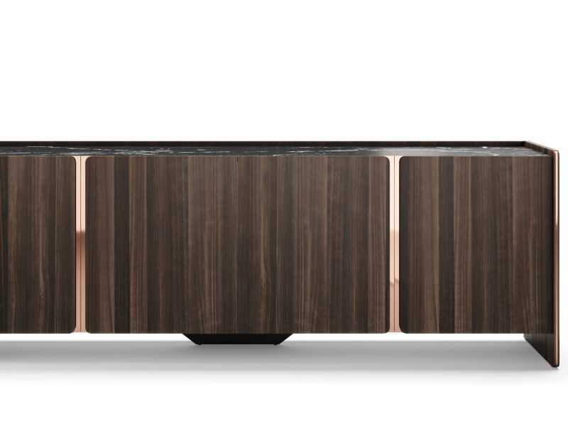Designer sideboard with marble top and steel details - YIBUTI
