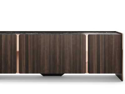 Designer sideboard with marble top and steel details - YIBUTI