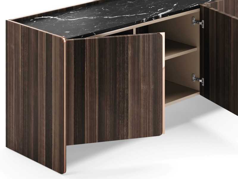 Designer sideboard with marble top and steel details - YIBUTI