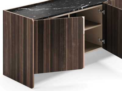 Designer sideboard with marble top and steel details - YIBUTI