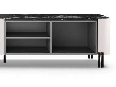 Designer TV cabinet with marble top and steel bases - GUADUA