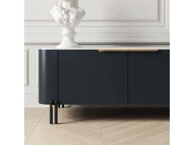 Designer TV cabinet with marble top and steel bases - GUADUA