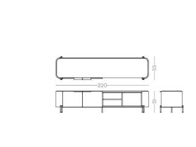 Designer TV cabinet with marble top and steel bases - GUADUA