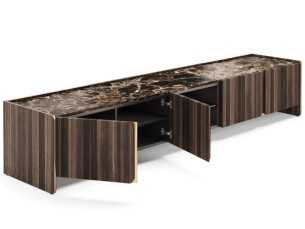 Mueble TV de diseño con tapa de mármol y detalles en acero - YIBUTI 2