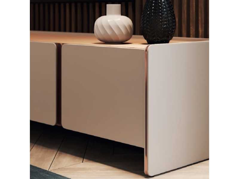 Designer TV cabinet with marble top and steel details - YIBUTI