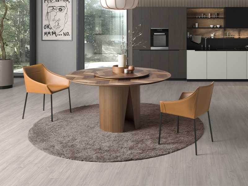 Round dining table with rotating center - AMOS
