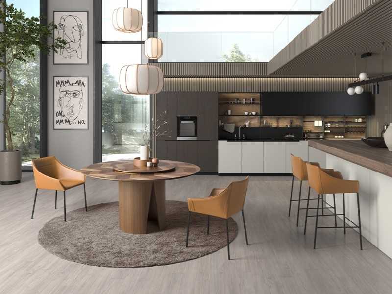 Round dining table with rotating center - AMOS