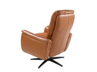 Fauteuil pivotant avec système de relaxation électrique tapissé de cuir véritable - TARENTO Fauteuil pivotant avec système de relaxation électrique tapissé de cuir véritable - TARENTO