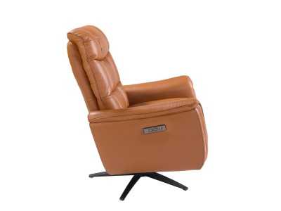 Fauteuil pivotant avec système de relaxation électrique tapissé de cuir véritable - TARENTO Fauteuil pivotant avec système de relaxation électrique tapissé de cuir véritable - TARENTO