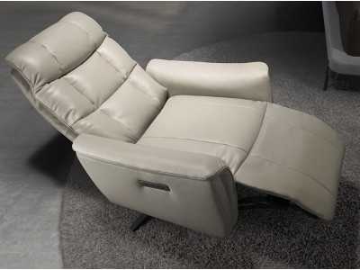Sillón giratorio con sistema relax eléctrico tapizado en piel - TARENTO