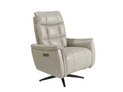 Sillón giratorio con sistema relax eléctrico tapizado en piel - TARENTO
