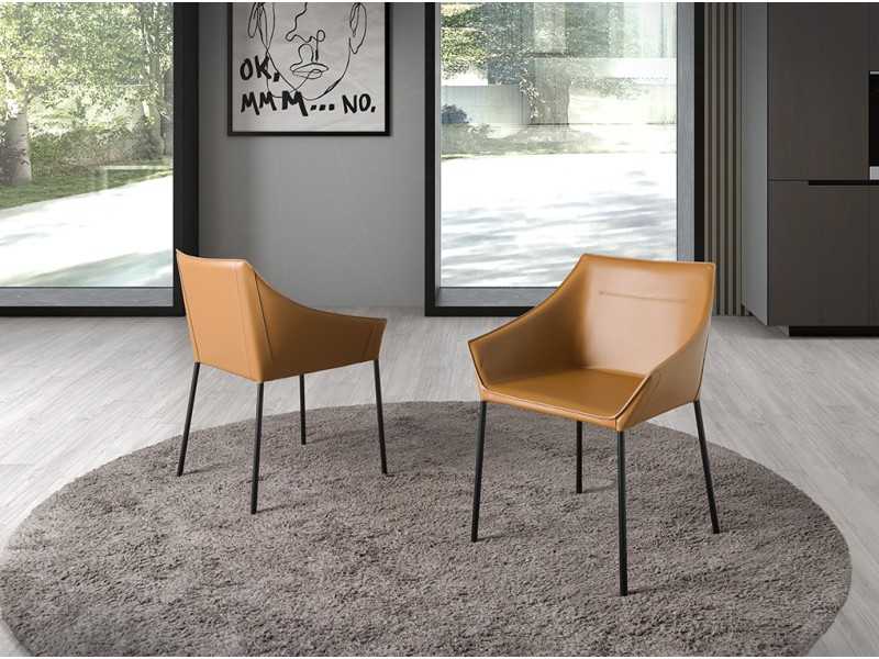 Designer chair with black lacquered steel legs - AMOS