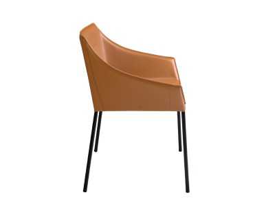Designer chair with black lacquered stainless steel legs - AMOS
