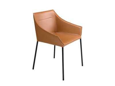 Designer chair with black lacquered stainless steel legs - AMOS