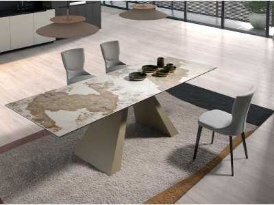 Silla de diseño tapizada con patas en acero inoxidable lacado - ROSETTA