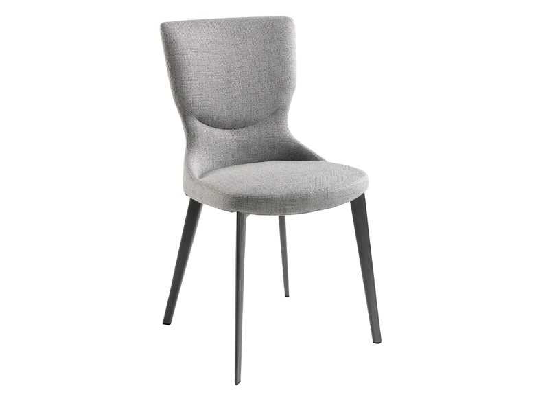 Upholstered designer chair with lacquered stainless steel legs - ROSETTA
