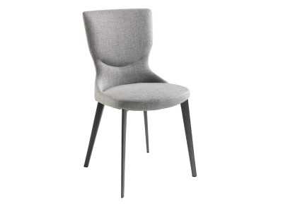 Silla de diseño tapizada con patas en acero inoxidable lacado - ROSETTA