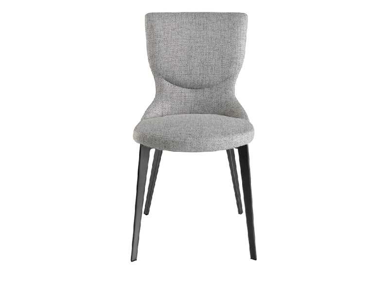 Chaise design tapissé avec pieds en acier inoxydable laqué - ROSETTA