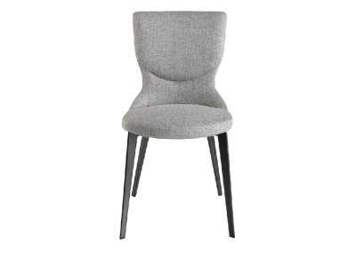 Chaise design tapissé avec pieds en acier inoxydable laqué - ROSETTA