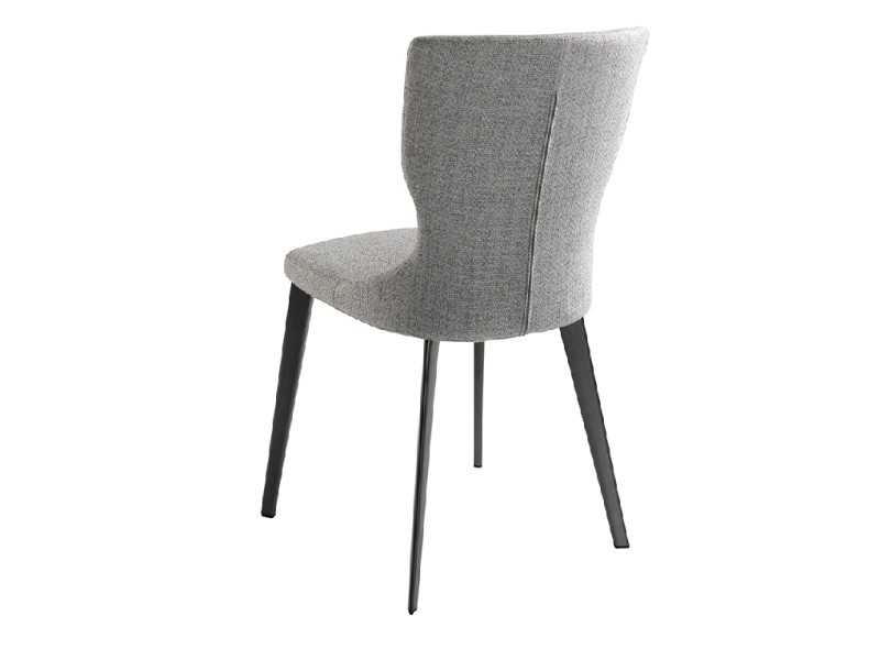 Upholstered designer chair with lacquered stainless steel legs - ROSETTA