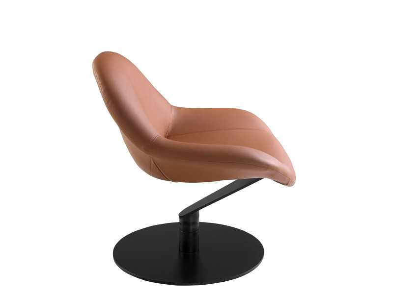 Sillón giratorio con base en acero inoxidable lacado negro mate - VOLARE