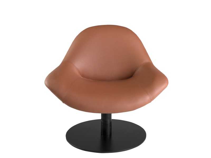 Sillón giratorio con base en acero inoxidable lacado negro mate - VOLARE
