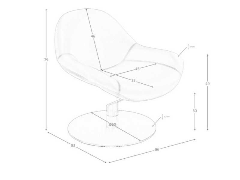 Sillón giratorio con base en acero inoxidable lacado negro mate - VOLARE