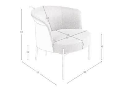 Fauteuil design tapissé avec structure en acier - MATTIA