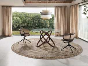 Round dining table with solid wood base - CESARE REDONDA 2