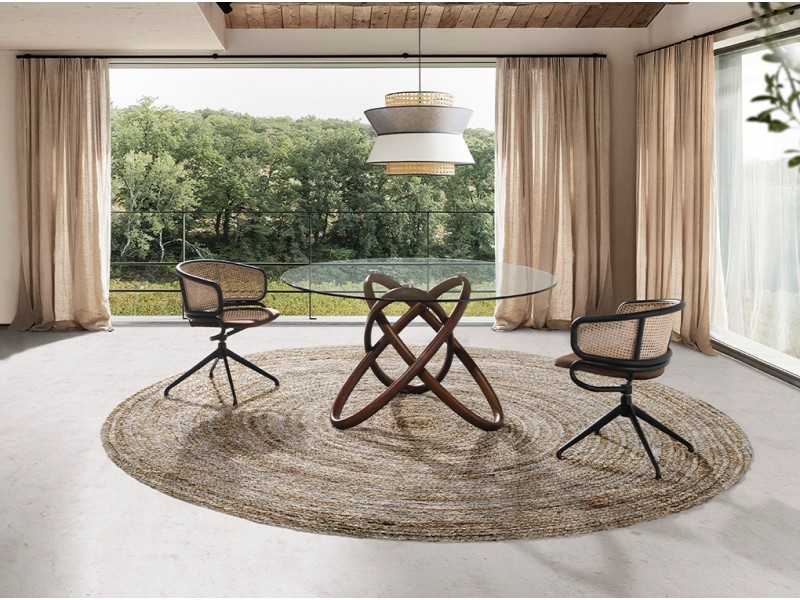 Round dining table with solid wood base - CESARE REDONDA