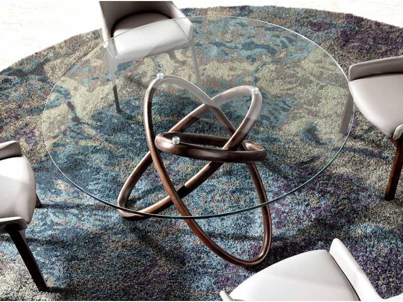 Mesa de comedor redonda con base en madera maciza - CESARE REDONDA